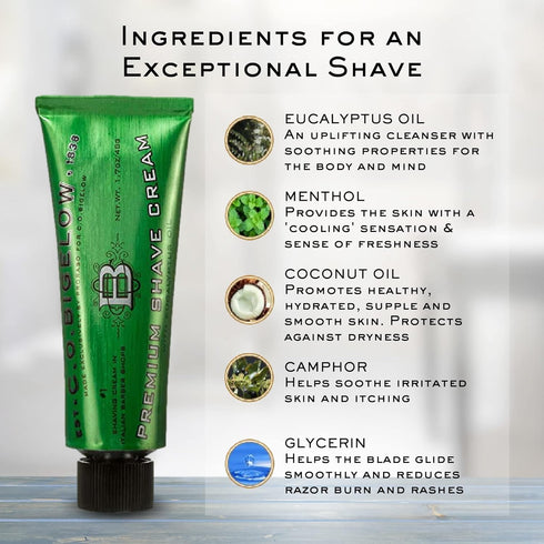 C. O. Bigelow C.O. Bigelow Travel Shaving Cream for Men, Moisturizing Shave Cream with Eucalyptus and Coconut Oil, Shaving Cream Mens Skin Care an...